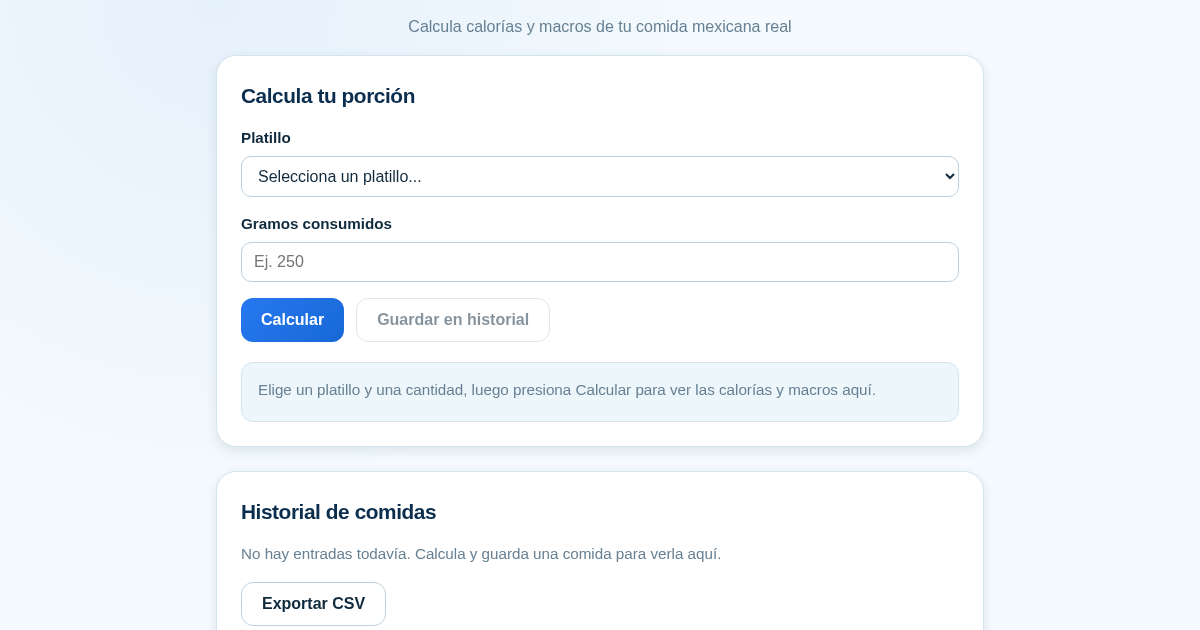 NutriMX: Calculadora de Nutrientes para Comidas Mexicanas
